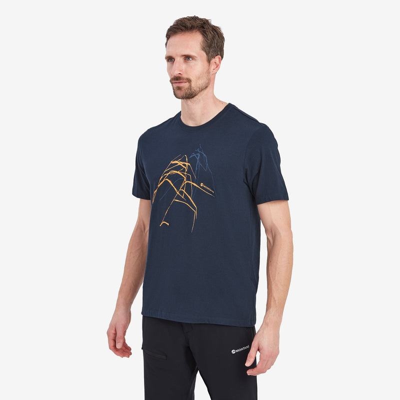 Dark Blue Montane Abstract Mountain Men's T Shirts | YJJ5217FF