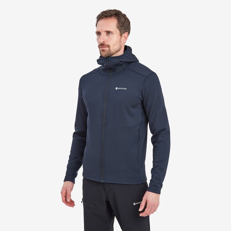 Dark Blue Montane Fury Hooded Men's Fleece Jackets | QKP2437PG