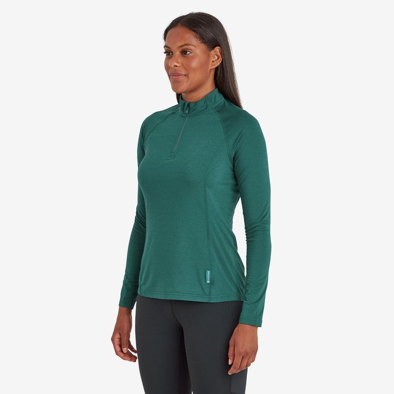 Dark Green Montane Dart Thermo Zip Neck Women's T Shirts | SOZ3676GM