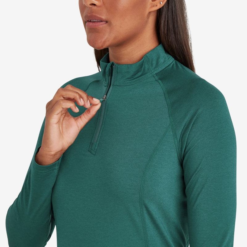 Dark Green Montane Dart Thermo Zip Neck Women's T Shirts | SOZ3676GM