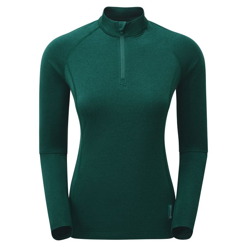 Dark Green Montane Dart Thermo Zip Neck Women's T Shirts | SOZ3676GM