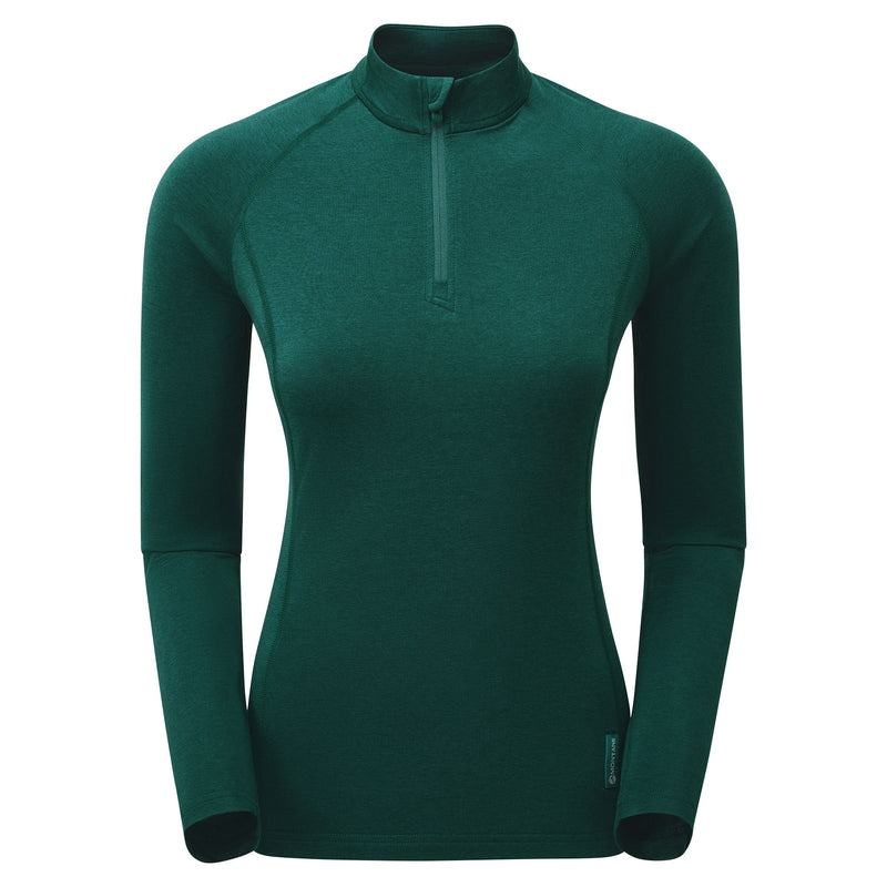 Dark Green Montane Dart Thermo Zip Neck Women\'s T Shirts | SOZ3676GM