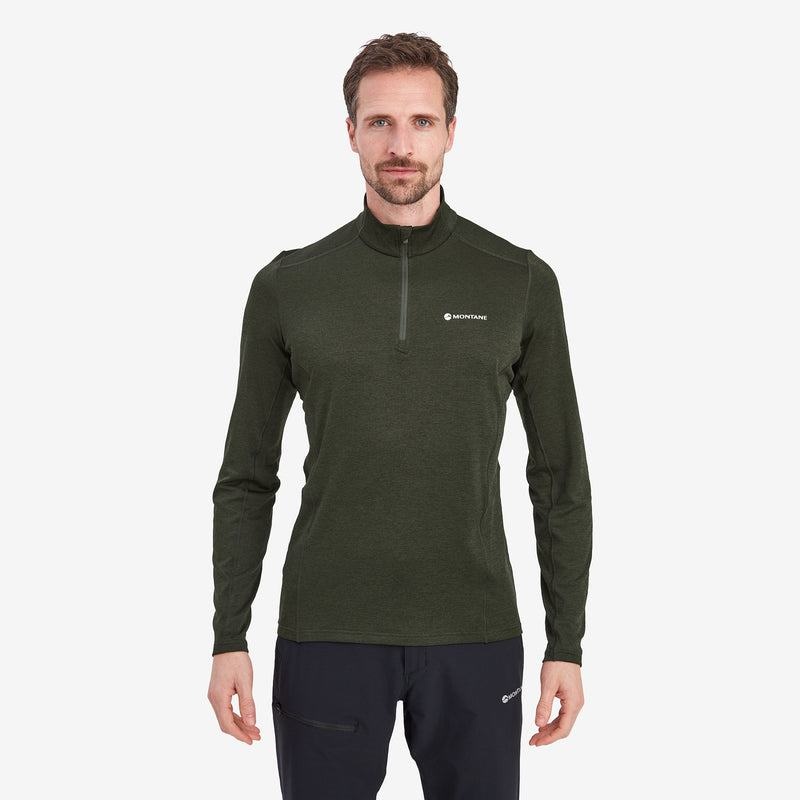 Dark Green Montane Dart Zip Neck Men's T Shirts | WLF2983GD