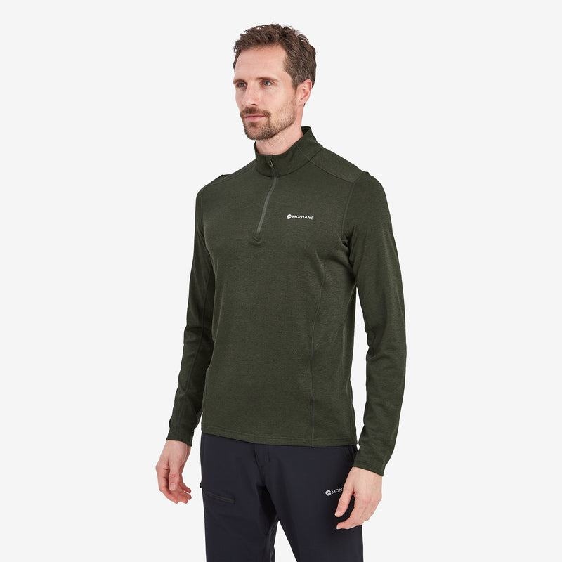 Dark Green Montane Dart Zip Neck Men's T Shirts | WLF2983GD