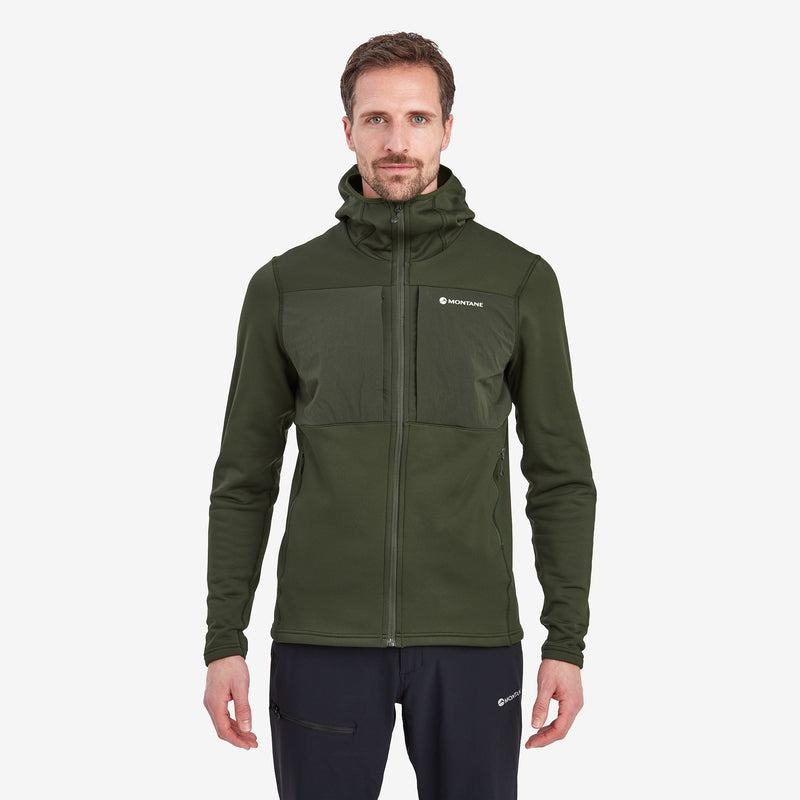 Dark Green Montane Fury XT Hooded Men's Fleece Jackets | UKN7392RJ