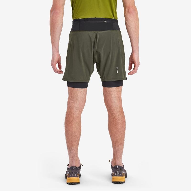 Dark Green Montane Slipstream Twin Skin Running Men's Shorts | ODK7536OF