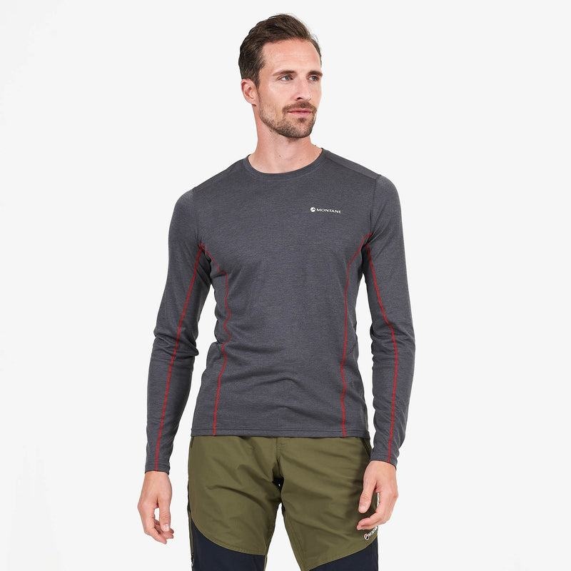 Dark Grey Montane Dart Long Sleeve Men's T Shirts | VFU2679TA