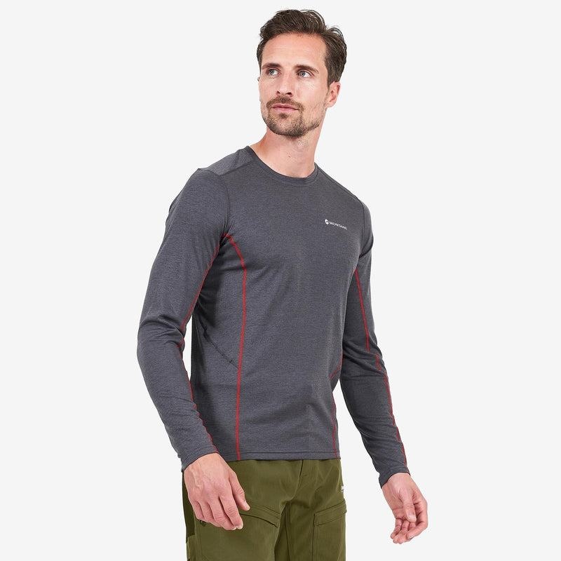 Dark Grey Montane Dart Long Sleeve Men's T Shirts | VFU2679TA