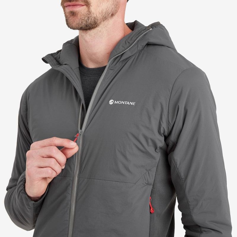 Dark Grey Montane Fireball Lite Hooded Men's Insulated Jackets | GND5197UM