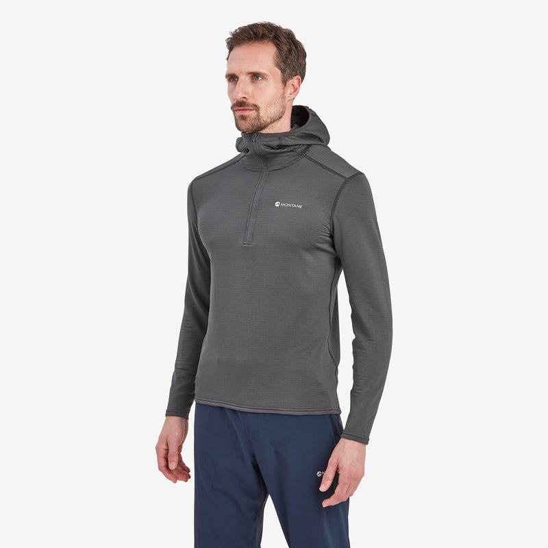 Dark Grey Montane Protium Lite Hooded Pull On Men's Fleece | THJ4465JK