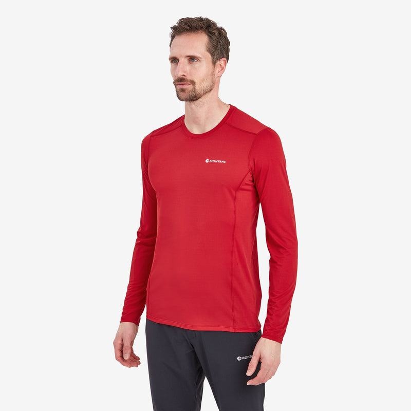 Dark Red Montane Dart Lite Long Sleeve Men's T Shirts | JOU630BE