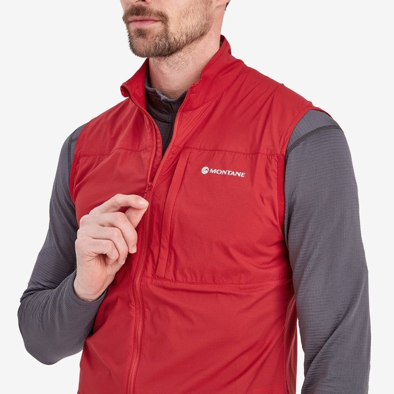 Dark Red Montane Featherlite Windproof Men's Vest | YXC5484VU