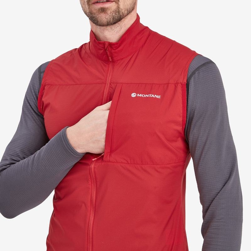 Dark Red Montane Featherlite Windproof Men's Vest | YXC5484VU