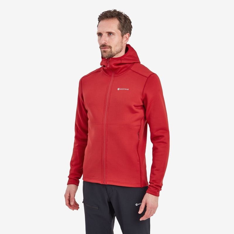 Dark Red Montane Fury Hooded Men's Fleece Jackets | KII7091HG