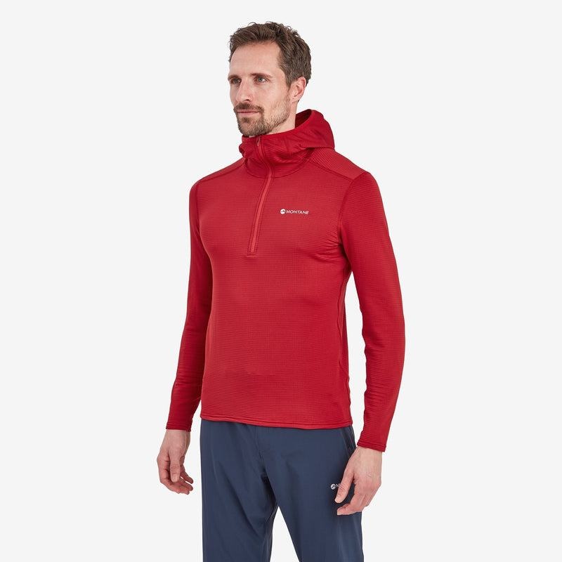 Dark Red Montane Protium Lite Hooded Pull On Men's Fleece | GDU3593NF