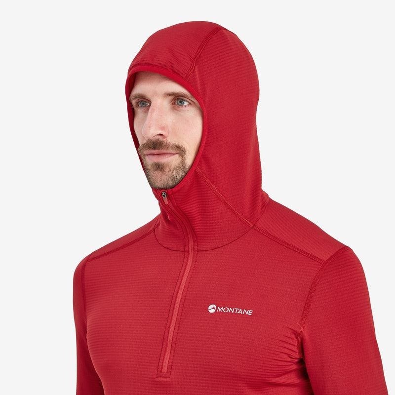 Dark Red Montane Protium Lite Hooded Pull On Men's Fleece | GDU3593NF