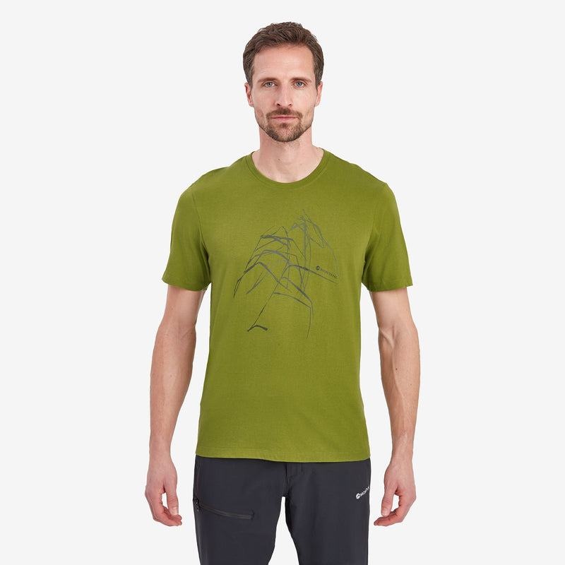 Green Montane Abstract Mountain Men's T Shirts | FKS6039VP