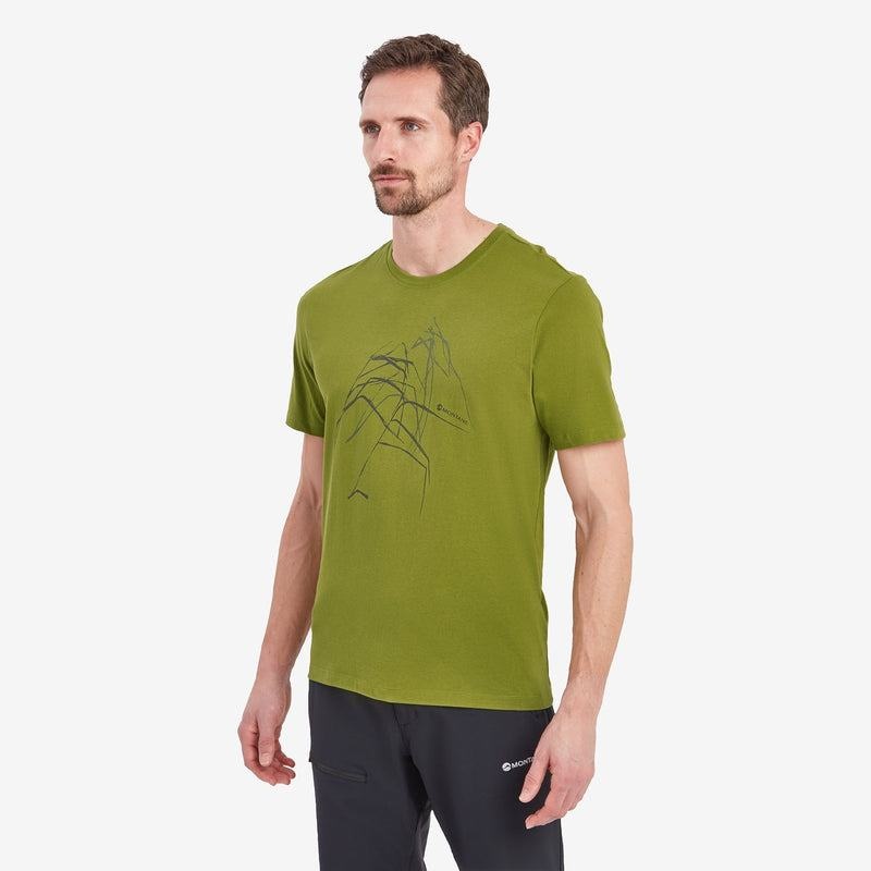 Green Montane Abstract Mountain Men's T Shirts | FKS6039VP