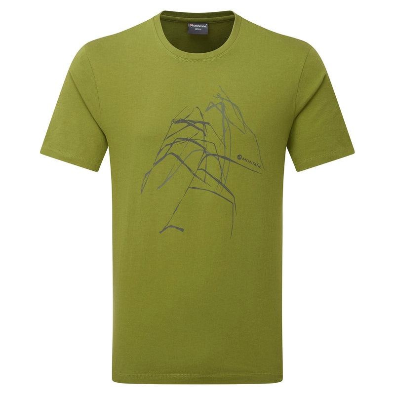 Green Montane Abstract Mountain Men\'s T Shirts | FKS6039VP