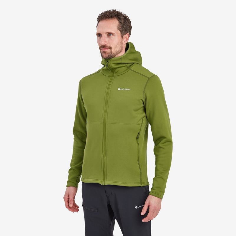 Green Montane Fury Hooded Men's Fleece Jackets | VNM117VQ