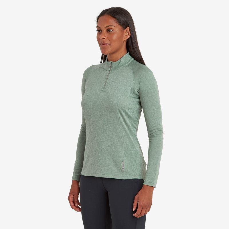 Grey Green Montane Dart Zip Neck Women's T Shirts | BOO5238LK