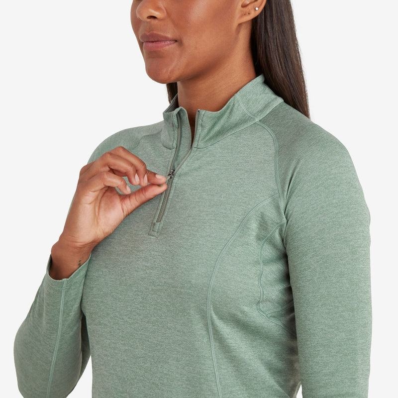 Grey Green Montane Dart Zip Neck Women's T Shirts | BOO5238LK