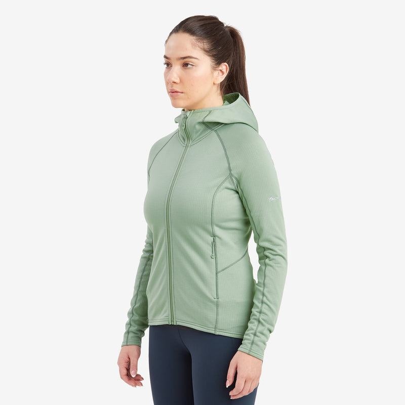 Grey Green Montane Protium Hooded Women's Fleece Jackets | HZD371FJ