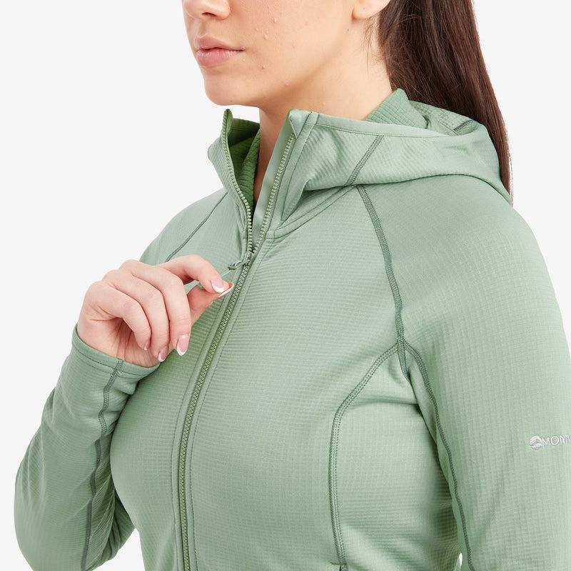 Grey Green Montane Protium Hooded Women's Fleece Jackets | HZD371FJ