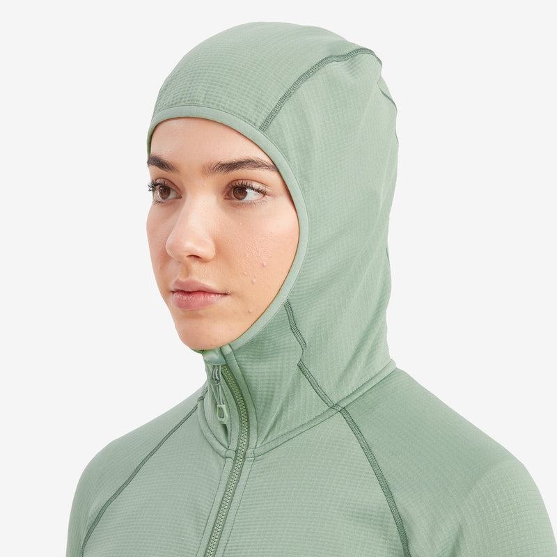 Grey Green Montane Protium Hooded Women's Fleece Jackets | HZD371FJ