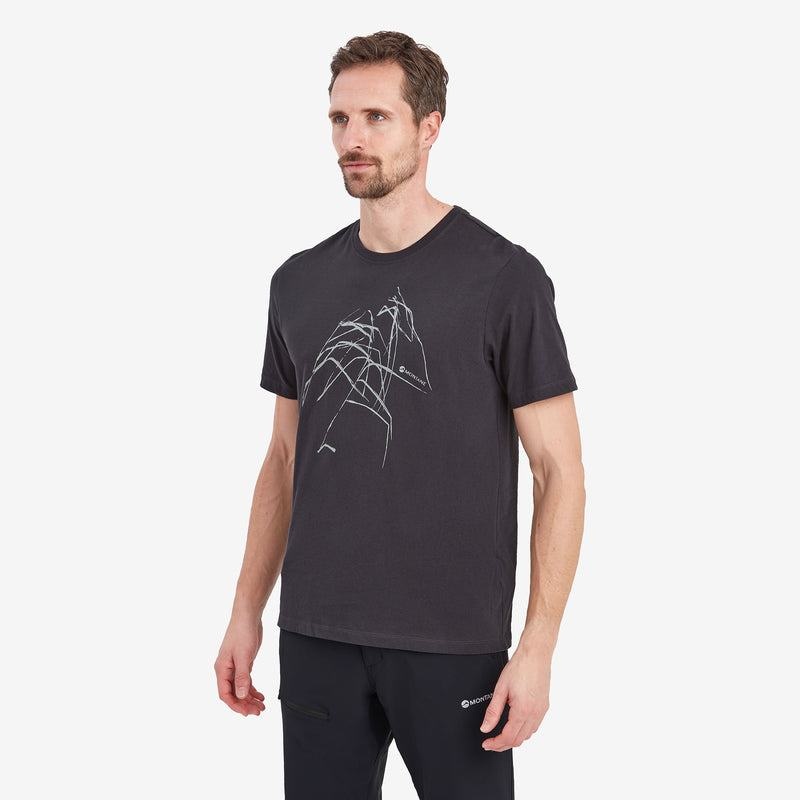 Grey Montane Abstract Mountain Men's T Shirts | LKG1435HZ