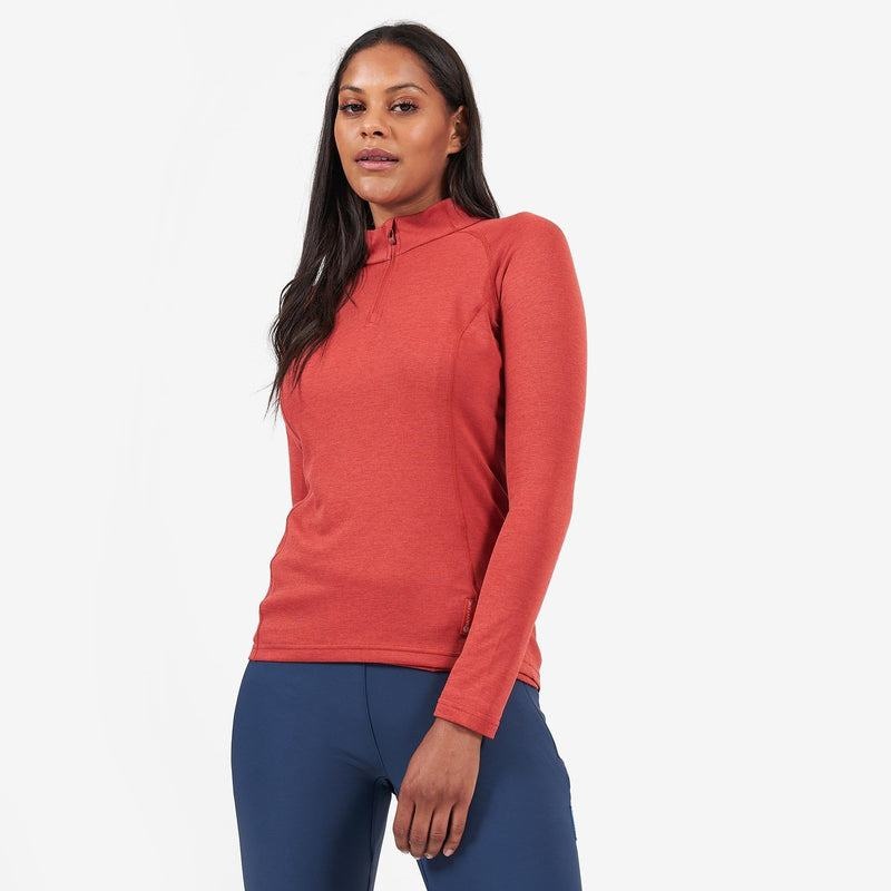 Orange Red Montane Dart Zip Neck Women's T Shirts | DMX4898NS