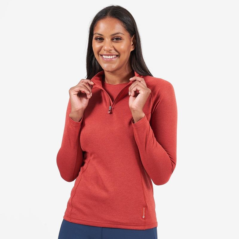 Orange Red Montane Dart Zip Neck Women's T Shirts | DMX4898NS