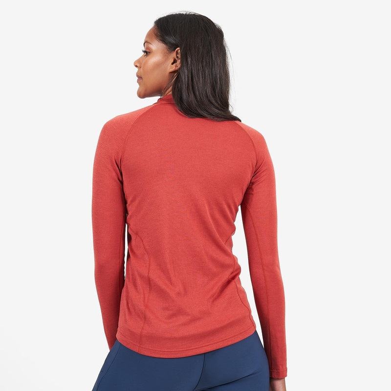 Orange Red Montane Dart Zip Neck Women's T Shirts | DMX4898NS