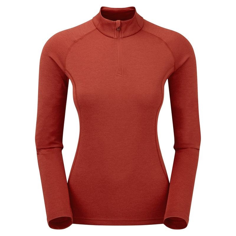 Orange Red Montane Dart Zip Neck Women\'s T Shirts | DMX4898NS