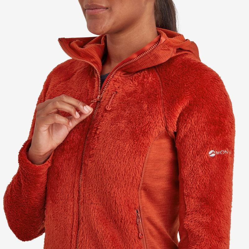 Orange Red Montane Protium XPD Hooded Women's Fleece Jackets | TUZ7266ZH