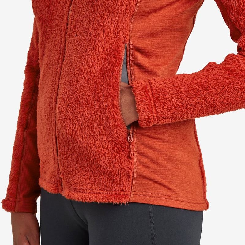 Orange Red Montane Protium XPD Hooded Women's Fleece Jackets | TUZ7266ZH