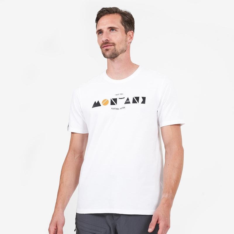 White Montane Geometry Men's T Shirts | AYR286GF