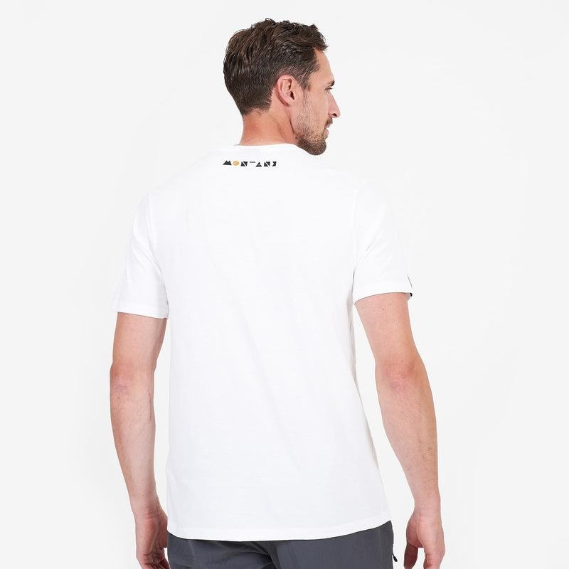 White Montane Geometry Men's T Shirts | AYR286GF